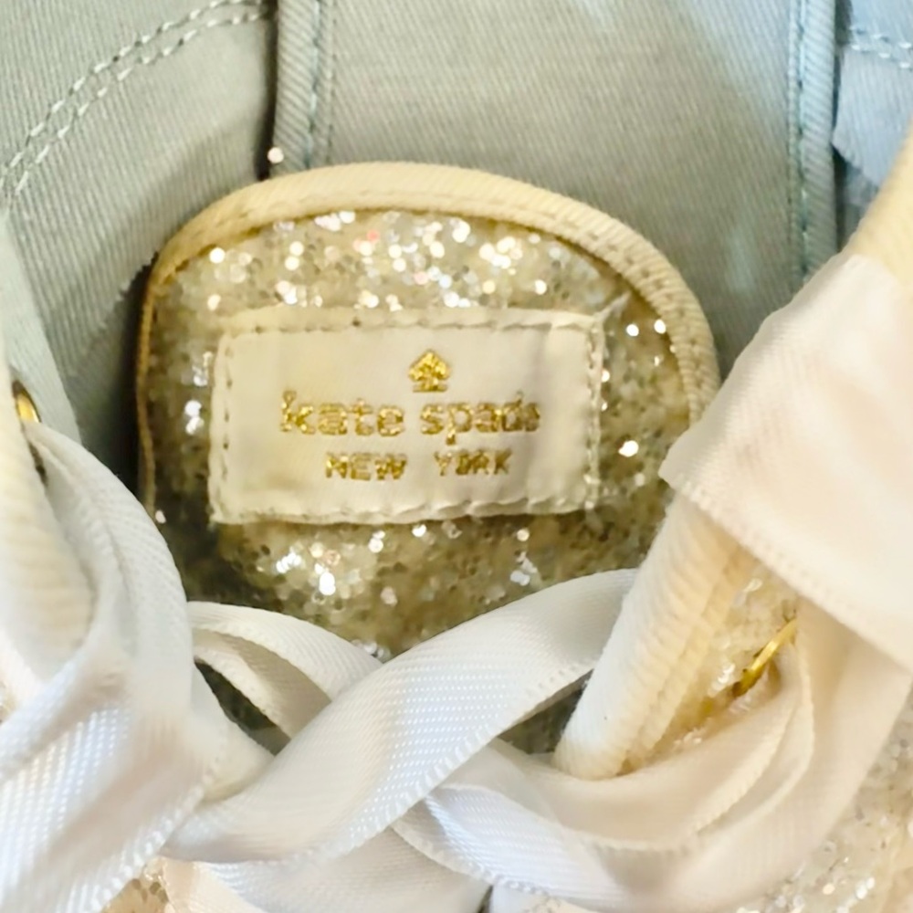 KATE SPADE gold glitter KEDS women’s sneakers TENNIS SHOES size 9.5 - Picture 7 of 17